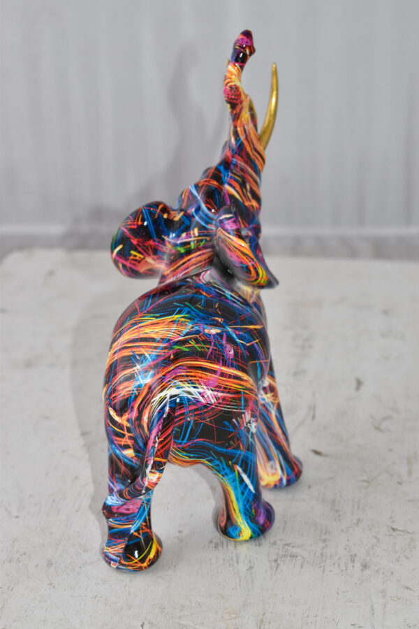 Elephant With His Trunk Up Colored Modern Resin Statue Size: 8" x 4" x 10"H - Image 11