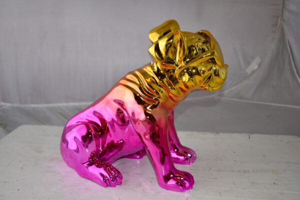 Bulldog With Sunglasses Colored Pink and Gold Resin Statue Size: 17" x 9" x 13"H - Image 9