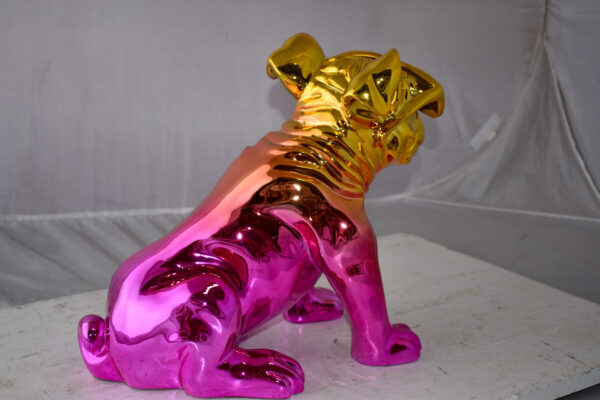 Bulldog With Sunglasses Colored Pink and Gold Resin Statue Size: 17" x 9" x 13"H - Image 10