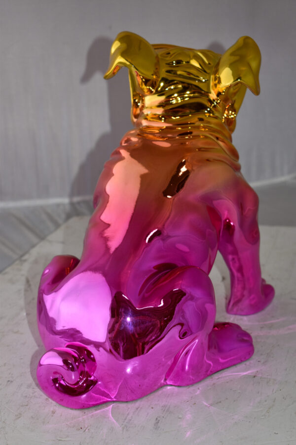 Bulldog With Sunglasses Colored Pink and Gold Resin Statue Size: 17" x 9" x 13"H - Image 11