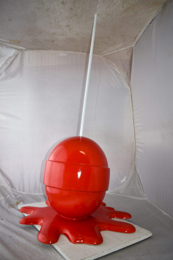 Giant Red Lollipop Melted on The Ground Resin Statue Size: 31" x 27" x 56"H - Image 6