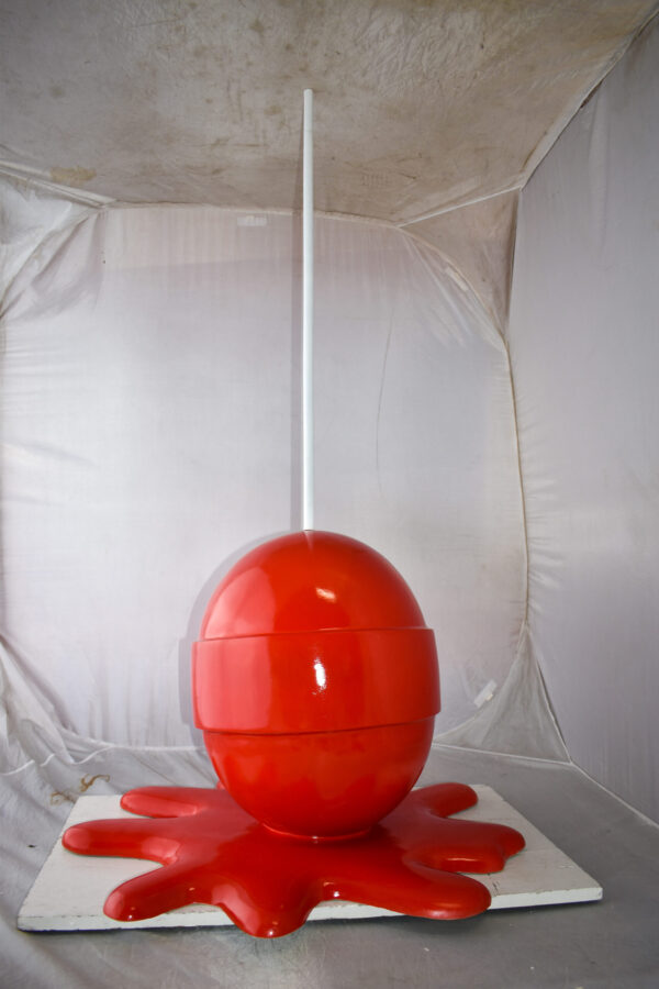 Giant Red Lollipop Melted on The Ground Resin Statue Size: 31" x 27" x 56"H - Image 5