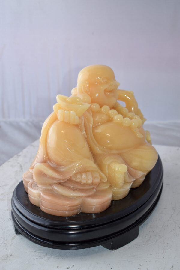 Buddha Statue Large Made of Jade Mounted on Wood Base Size: 21" x 11" x 11"H - Image 4