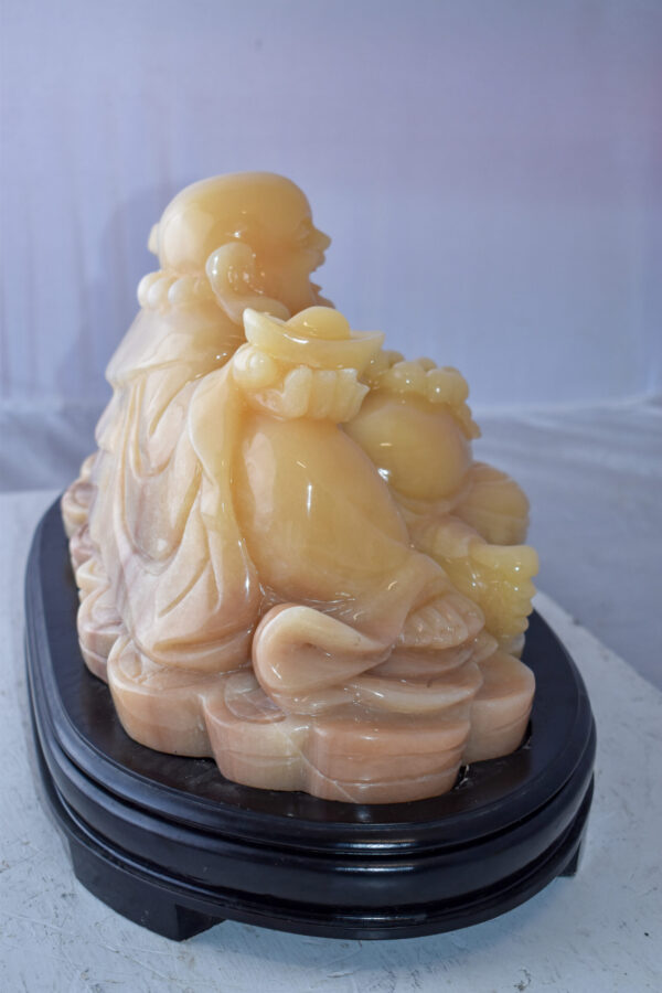 Buddha Statue Large Made of Jade Mounted on Wood Base Size: 21" x 11" x 11"H - Image 5