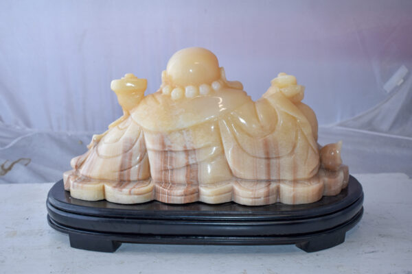 Buddha Statue Large Made of Jade Mounted on Wood Base Size: 21" x 11" x 11"H - Image 6