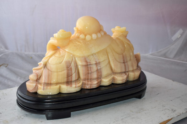 Buddha Statue Large Made of Jade Mounted on Wood Base Size: 21" x 11" x 11"H - Image 7