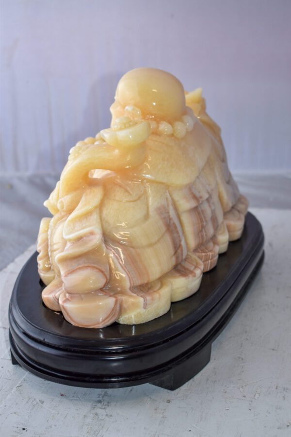 Buddha Statue Large Made of Jade Mounted on Wood Base Size: 21" x 11" x 11"H - Image 8