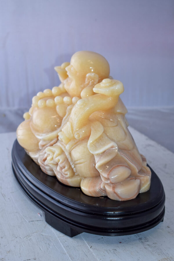 Buddha Statue Large Made of Jade Mounted on Wood Base Size: 21" x 11" x 11"H - Image 9