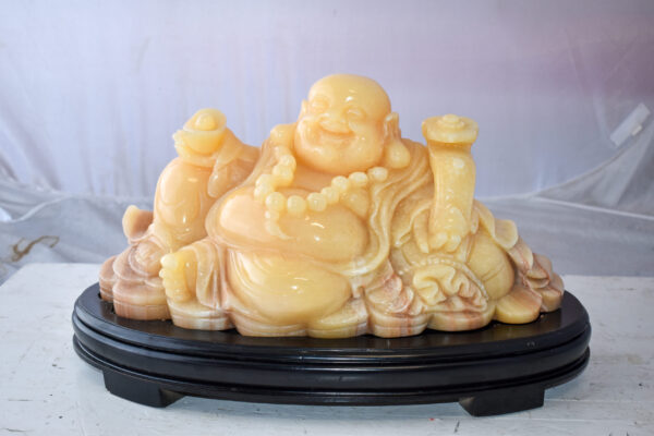 Buddha Statue Large Made of Jade Mounted on Wood Base Size: 21" x 11" x 11"H - Image 11