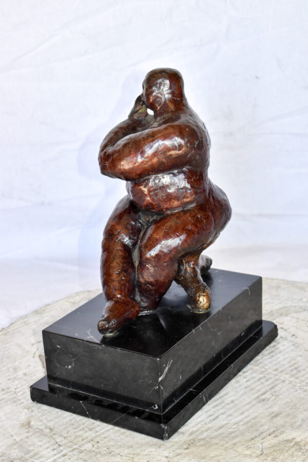 Botero Replica of Art Nude Man Playing the Flute Bronze Statue 10" x 7" x 11"H - Image 7