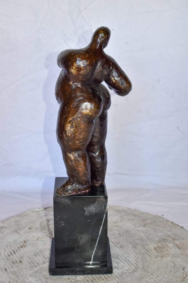 Botero Replica of Art Nude Man Playing Saxophone Bronze Statue 7" x 7" x 23"H - Image 9