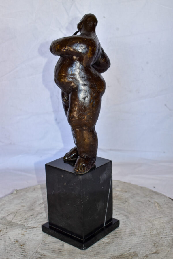 Botero Replica of Art Nude Man Playing Saxophone Bronze Statue 7" x 7" x 23"H - Image 10