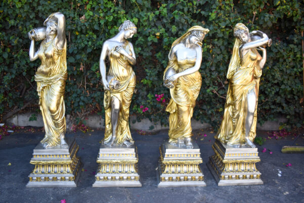 Four Lifesize Garden Statue Fountains Gold and Silver Size: 72" x 72" x 60"H - Image 3