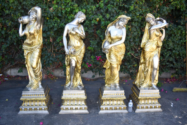 Four Lifesize Garden Statue Fountains Gold and Silver Size: 72" x 72" x 60"H - Image 4