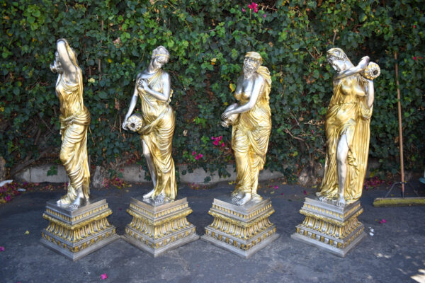 Four Lifesize Garden Statue Fountains Gold and Silver Size: 72" x 72" x 60"H - Image 5
