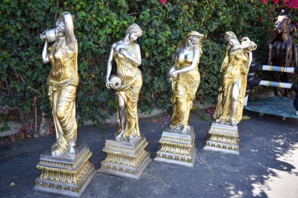 Four Lifesize Garden Statue Fountains Gold and Silver Size: 72" x 72" x 60"H - Image 6