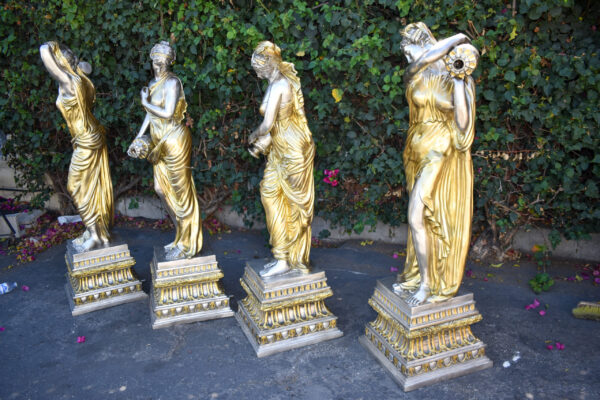Four Lifesize Garden Statue Fountains Gold and Silver Size: 72" x 72" x 60"H - Image 7