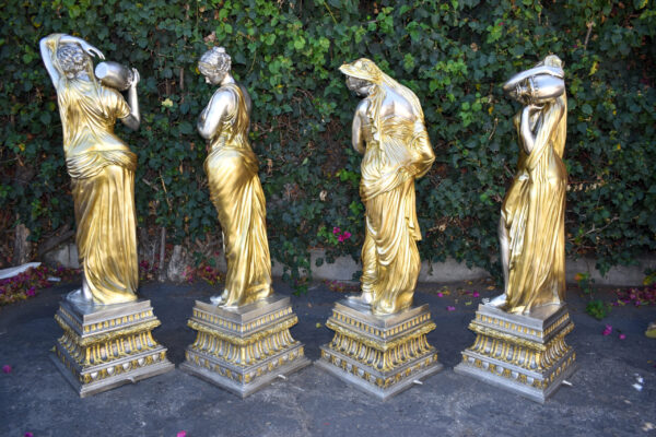 Four Lifesize Garden Statue Fountains Gold and Silver Size: 72" x 72" x 60"H - Image 8