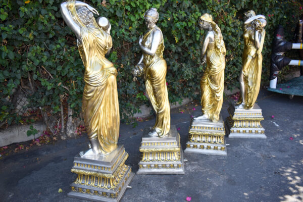 Four Lifesize Garden Statue Fountains Gold and Silver Size: 72" x 72" x 60"H - Image 11