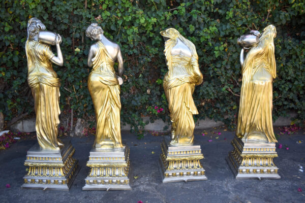 Four Lifesize Garden Statue Fountains Gold and Silver Size: 72" x 72" x 60"H - Image 12