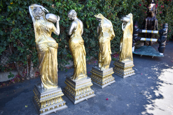 Four Lifesize Garden Statue Fountains Gold and Silver Size: 72" x 72" x 60"H - Image 13