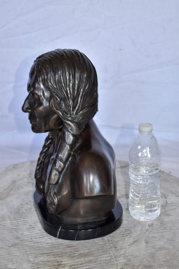 Bust Of Native American Indian Brave Bronze State Size: 12" x 7" x 14"H - Image 7