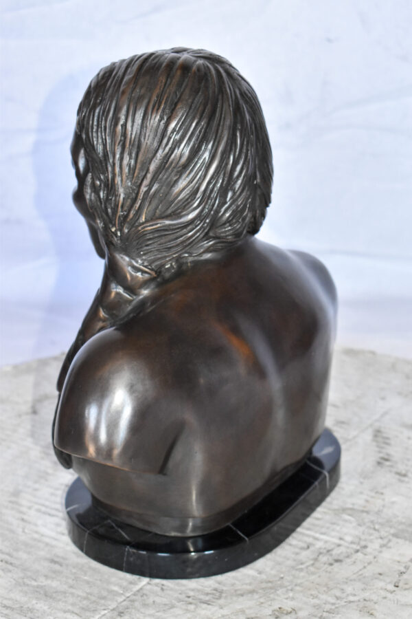 Bust Of Native American Indian Brave Bronze State Size: 12" x 7" x 14"H - Image 6