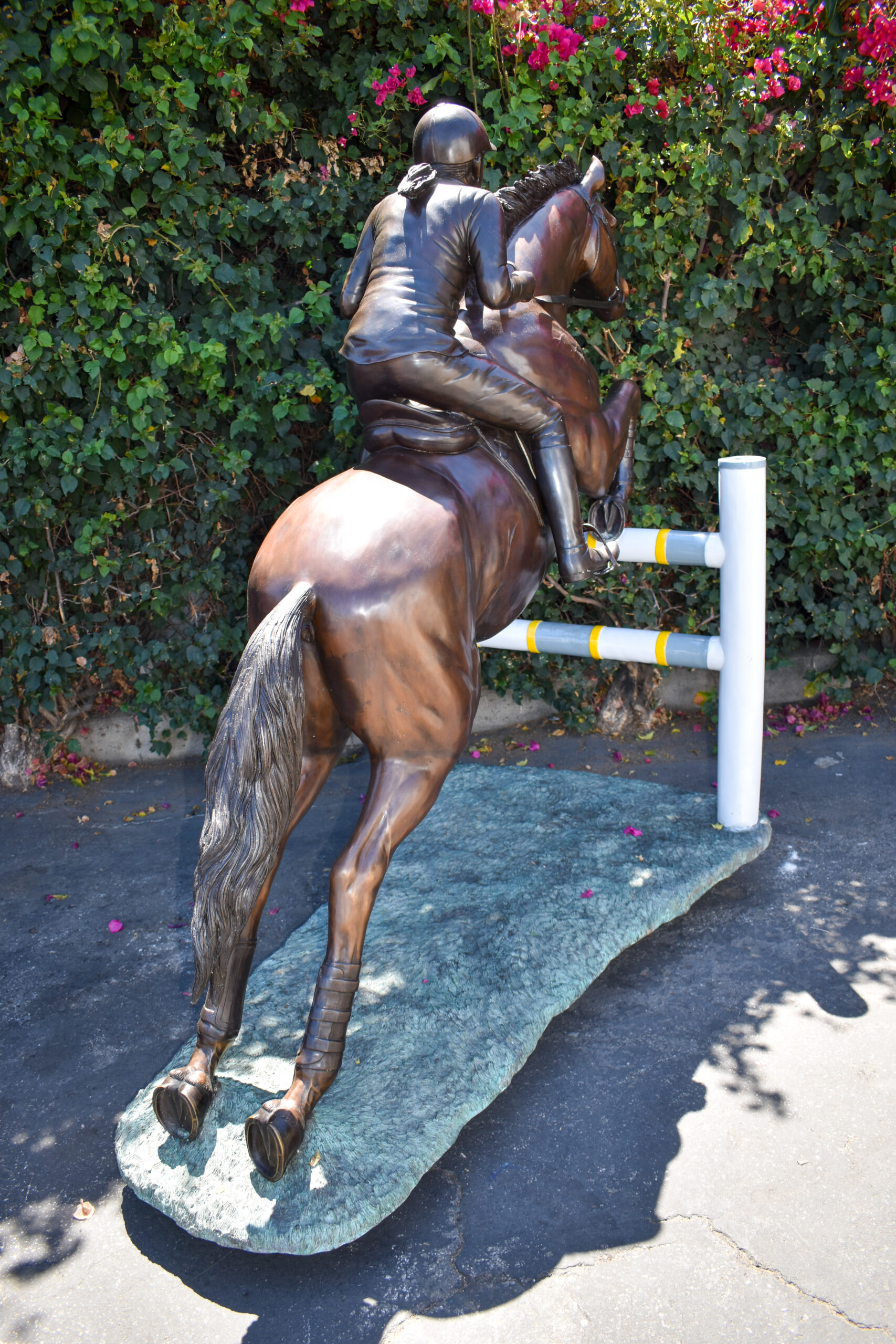 Life Size Horseback Rider Jumping Realistic Bronze Statue Size: 85