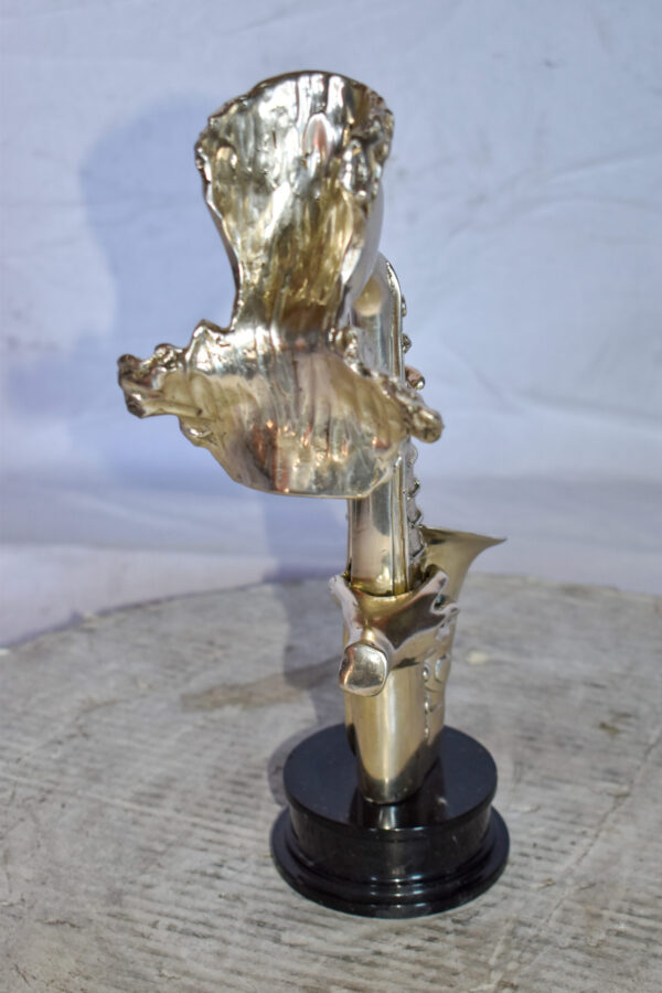 Modern Art of a Saxophone Player Bronze Statue on Marble  Size: 7" x 5" x 15"H - Image 8
