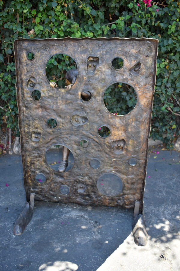 Young Girl Playing on A Climbing Wall Bronze Statue Life Size 44" x 26" x 57"H - Image 8