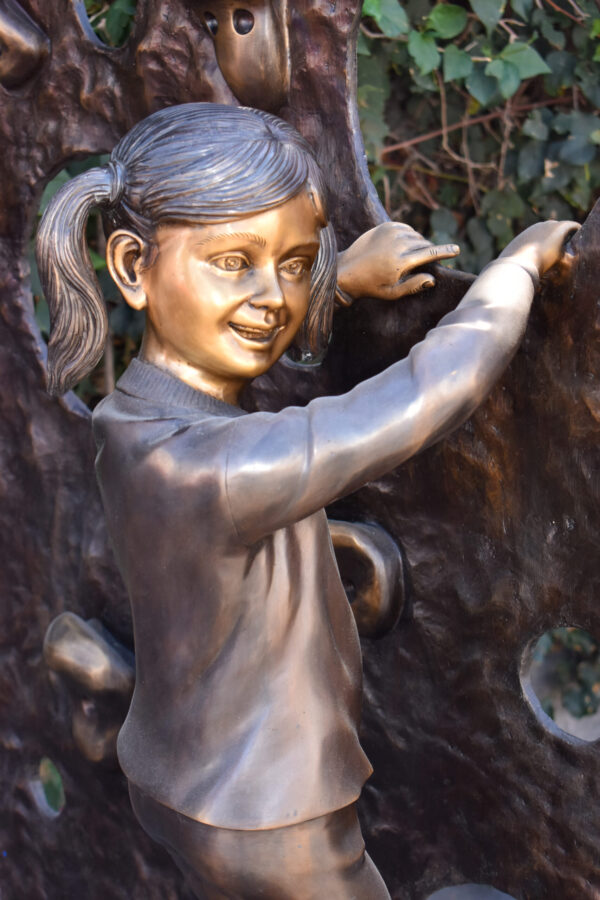 Young Girl Playing on A Climbing Wall Bronze Statue Life Size 44" x 26" x 57"H - Image 12