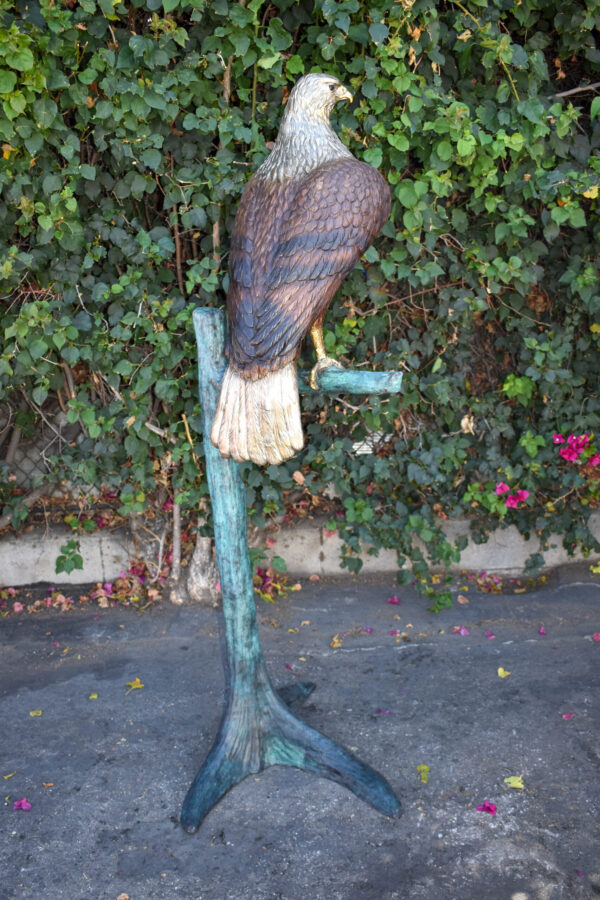Very Detailed Eagle Standing on A Tree Branch Bronze Statue  24" x 28" x 66"H - Image 6