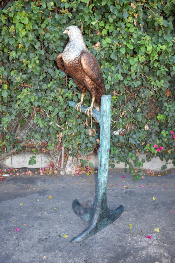 Very Detailed Eagle Standing on A Tree Branch Bronze Statue  24" x 28" x 66"H - Image 8