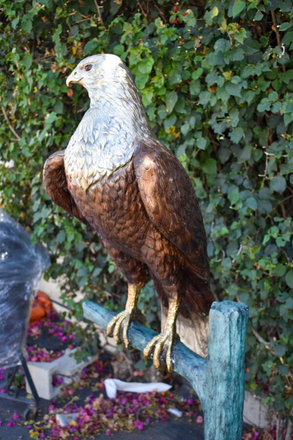 Very Detailed Eagle Standing on A Tree Branch Bronze Statue  24" x 28" x 66"H - Image 11