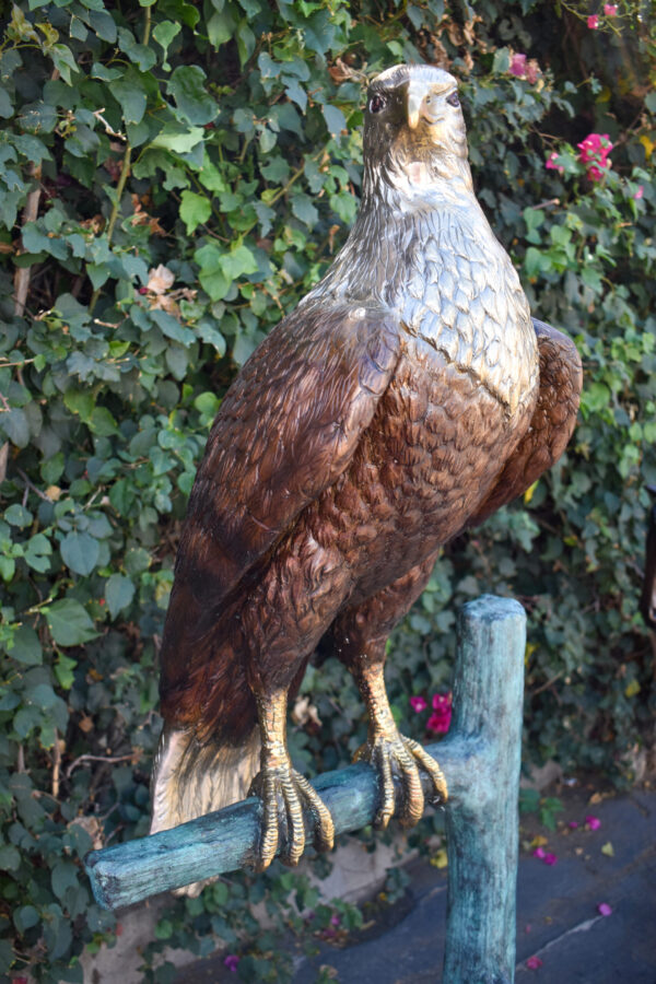 Very Detailed Eagle Standing on A Tree Branch Bronze Statue  24" x 28" x 66"H - Image 12