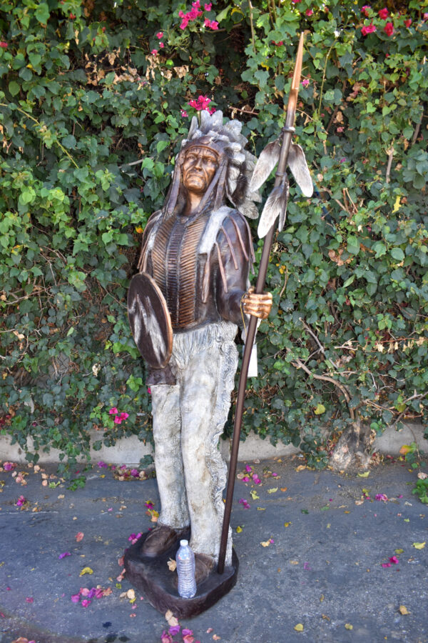 Indian Chief Green and Brown Patina Detailed Bronze Statue 42" x 24" x 74"H - Image 10