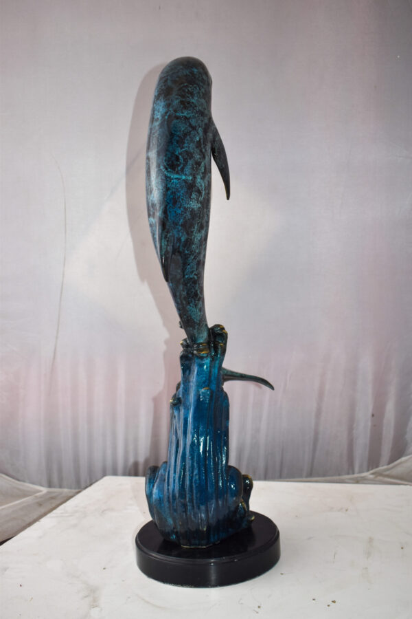 Dolphin Jumping the Waves Colored Bronze Statue Size: 15" x 10" x 31"H - Image 10