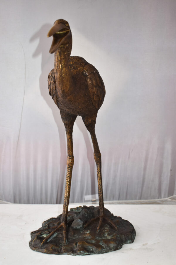 Great Blue Heron Brown Patina Bronze Statue Size: 25" x 15" x 25"H - Image 9