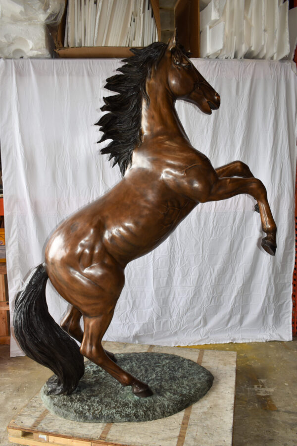 Graceful Life-Sized Horse on Hind Legs Bronze Statue Size: 72" x 34" x 88"H - Image 3