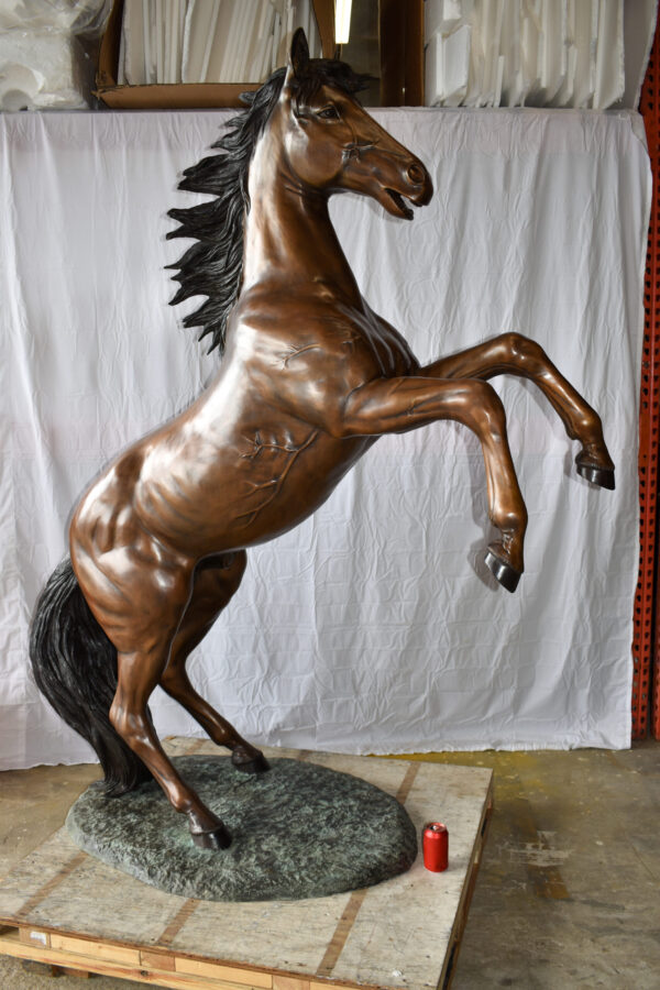Graceful Life-Sized Horse on Hind Legs Bronze Statue Size: 72" x 34" x 88"H - Image 4