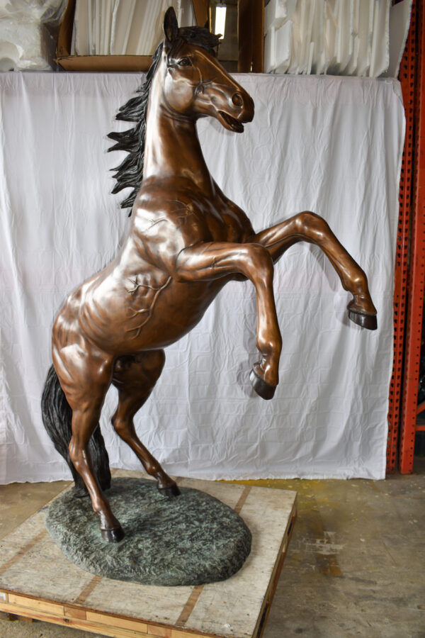 Graceful Life-Sized Horse on Hind Legs Bronze Statue Size: 72" x 34" x 88"H - Image 5
