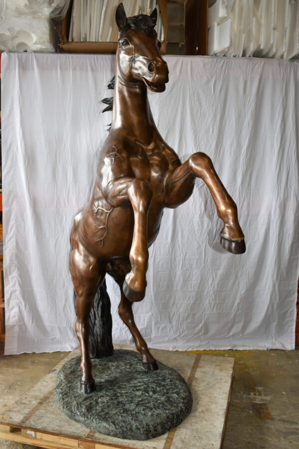Graceful Life-Sized Horse on Hind Legs Bronze Statue Size: 72" x 34" x 88"H - Image 6