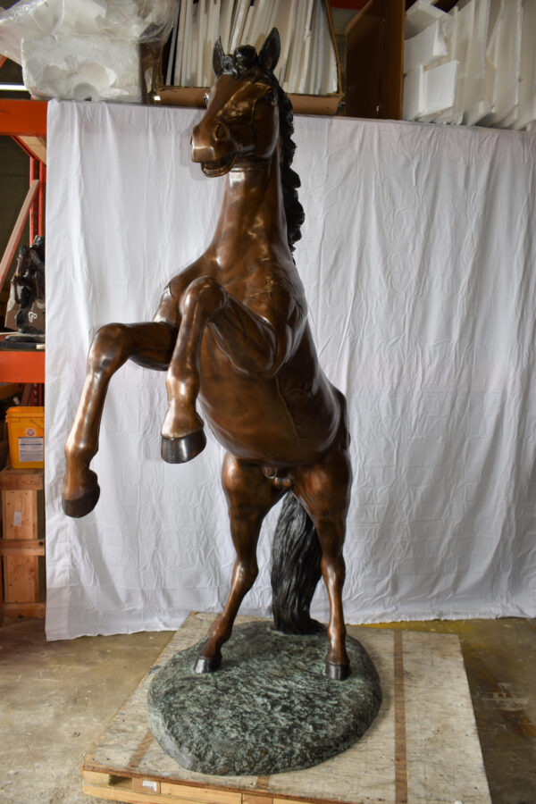 Graceful Life-Sized Horse on Hind Legs Bronze Statue Size: 72" x 34" x 88"H - Image 7