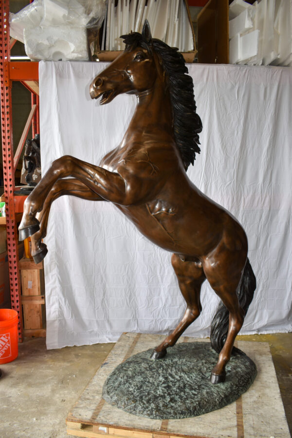 Graceful Life-Sized Horse on Hind Legs Bronze Statue Size: 72" x 34" x 88"H - Image 8