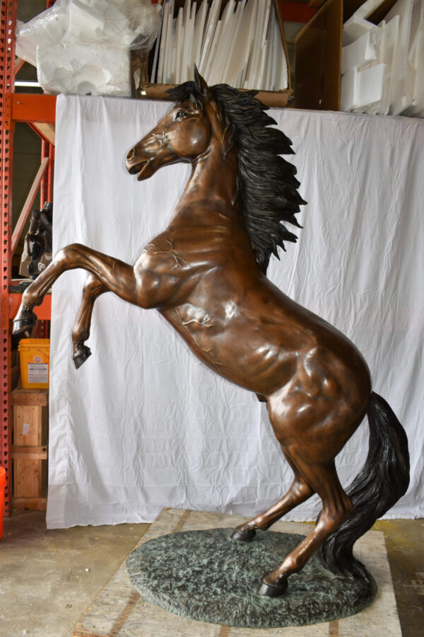 Graceful Life-Sized Horse on Hind Legs Bronze Statue Size: 72" x 34" x 88"H - Image 9