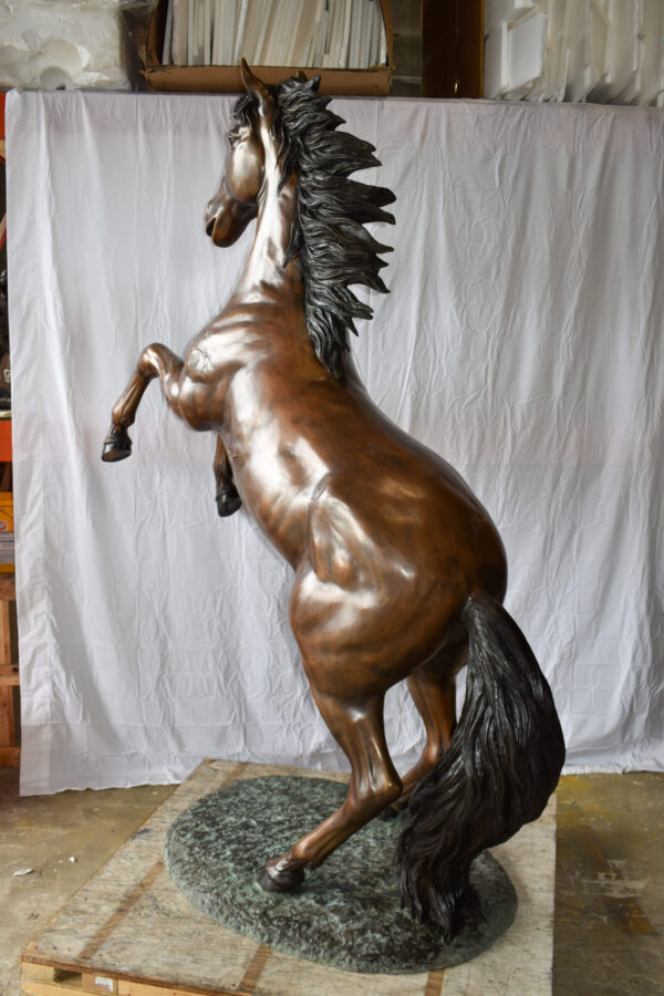 Graceful Life-Sized Horse on Hind Legs Bronze Statue Size: 72" x 34" x 88"H - Image 10