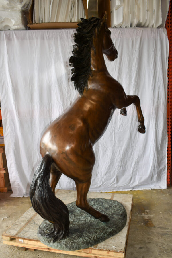 Graceful Life-Sized Horse on Hind Legs Bronze Statue Size: 72" x 34" x 88"H - Image 11