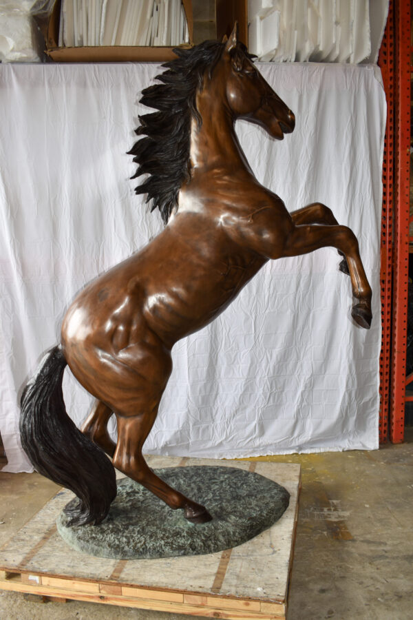 Graceful Life-Sized Horse on Hind Legs Bronze Statue Size: 72" x 34" x 88"H - Image 12