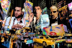 Mob City Art Painting by Marc Rudinsky - Acrylic -  Size: 40"L x 60"W x 2"H