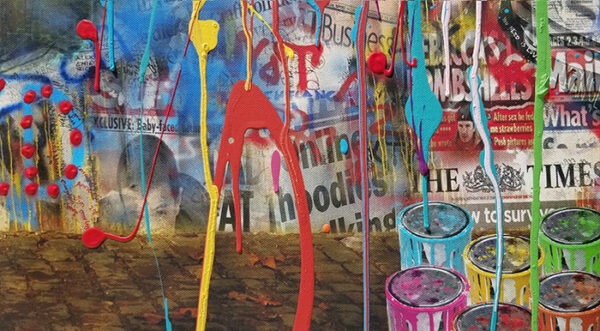 Waiting on a Friend, original mixed media on canvas by Oliver Neilson, 30x28 - Image 6
